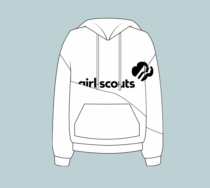 Digital drawing of a sweater with the girl scouts logo