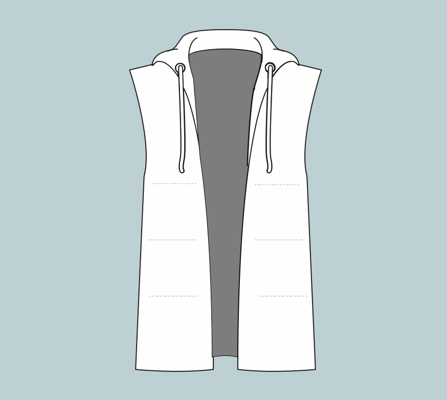 Digital drawing of a vest with the girl scouts logo
